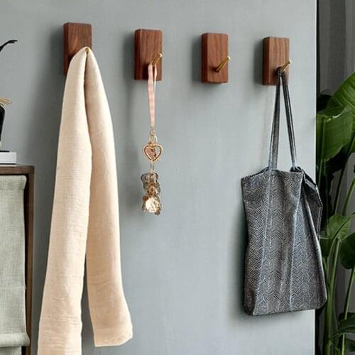1Pc Nordic Simple Wall Mounted Solid Wood Coat Hook Bathroom Door Clothes Key Towel Hanging Storage Holder