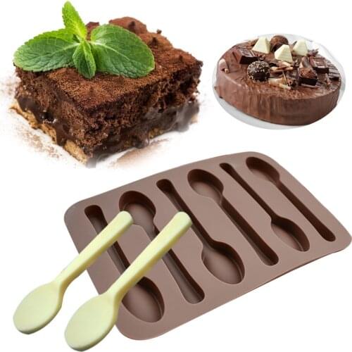 Chocolate Mold 1PC 6 Holes Spoon Shape Silicone Cake Molds Kitchen DIY Candy Chocolate Soap Stencils Pastry Tools Baking Pan