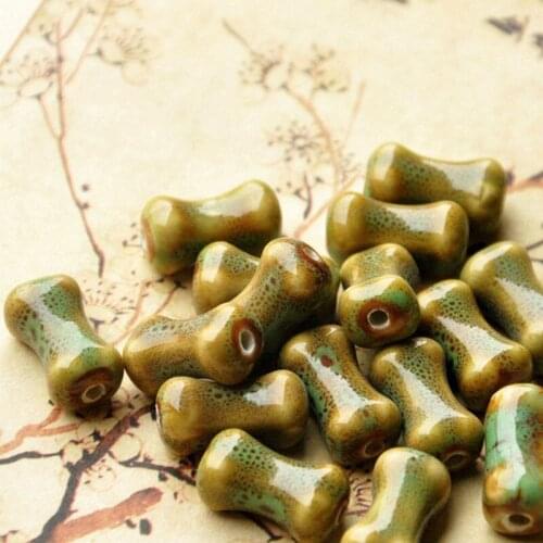 100 Pieces/Lot Ceramics Charms Bracelets Bead Women Men Accessories For Jewelry 18*10mm Bone Shaped Porcelain Beaded Accessories
