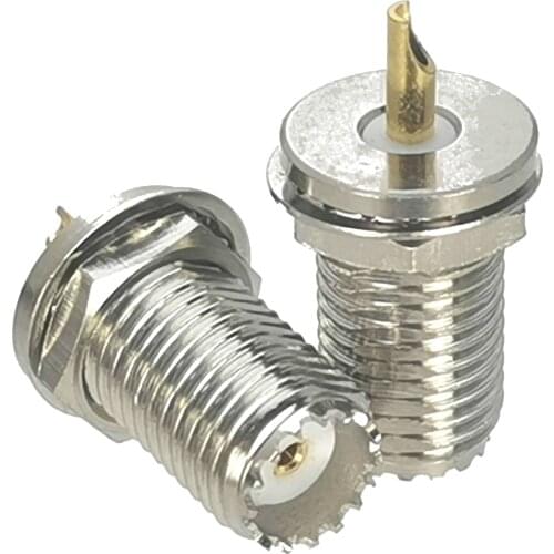 1pce Connector mini.UHF Female Jack Nut Bulkhead solder panel mount straight