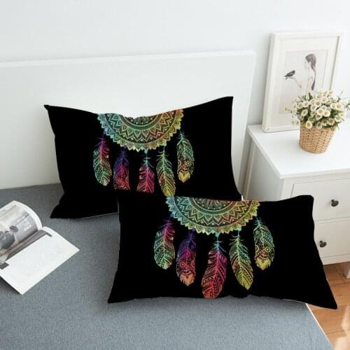 2pcs/set bed pillowcase cover for beding print soft 50cmx75cm / 50cmx90cm can customs made black color dream catcher