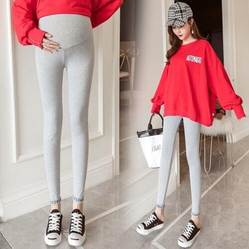 2019 spring new pregnant women cotton foot English leggings stretch Slim feet pants pregnancy pants