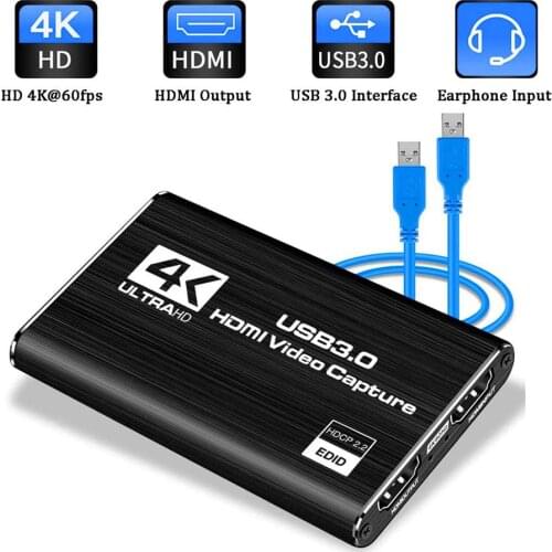 4K HDMI to USB 3.0 HD Video Audio Game Capture Card Device for 1080P 60FPS TV Box Camera Live Streaming PS4 Game Box Recorder