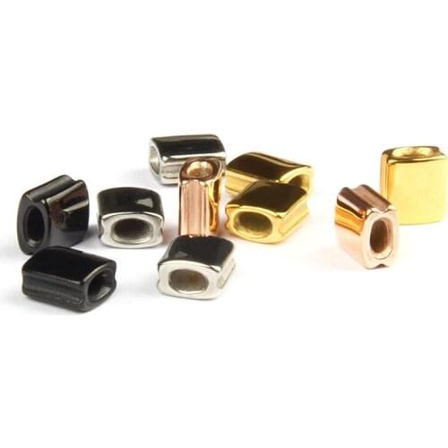 Ailatu 10 Pieces Size 8x7mm Exquisite Smooth Plated Rectangle Stainless Steel Bracelet Accessories for Fashion Jewelry