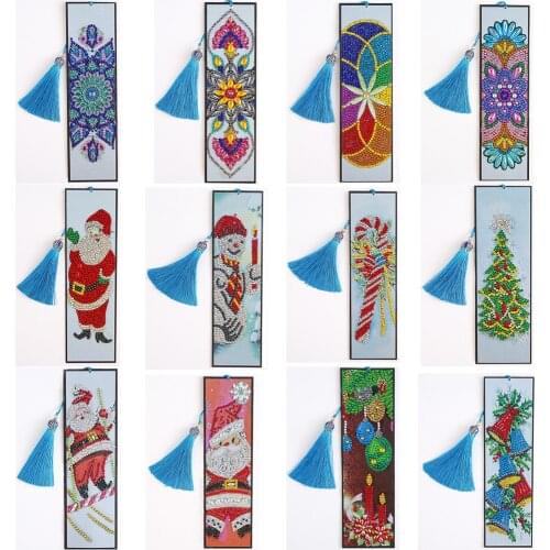 Diamond Painting Bookmark DIY Special Shaped Rhinestone Art Mosaic Embroidery Mandala Craft Tassel Cross Stitch Christmas Gift