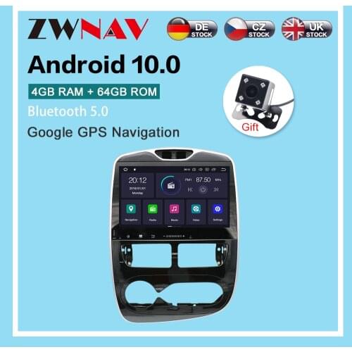 FOr Renault Clio Android 10.0 Radio 2013-2015 reproductor multimedia de coche estéreo Unidad de navegación 4G+ 64GB ámara autor