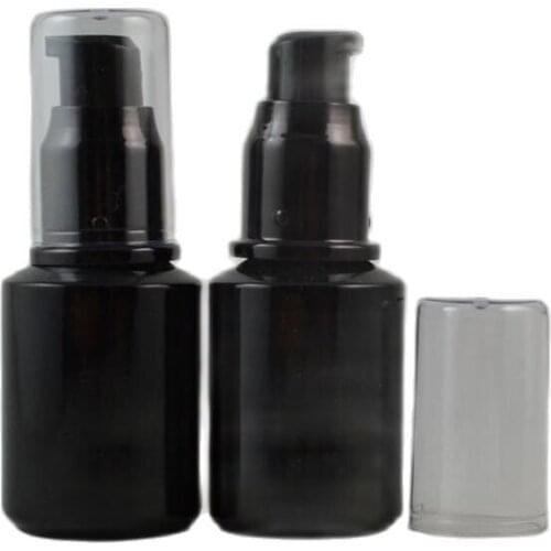 30ML 20pcs/lot Shiny Black Glass Lotion Pump Bottle, DIY Superior Liquid Spray Bottle, Cosmetic Emulsion Refillable Bottle