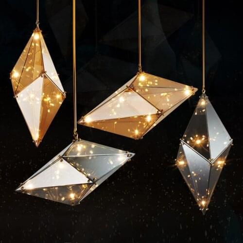 Personality Hanging Lamps Lights Post-modern Living Room Dining Room Decor Light FixturesCreative Diamond Glass Pendant
