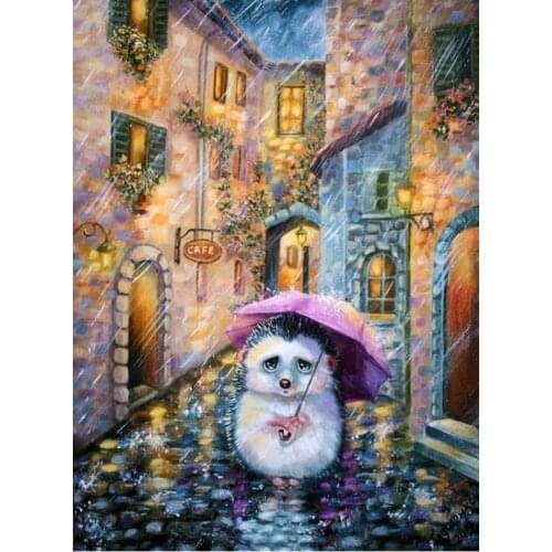 Umbrella Hedgehog diamond mosaic animal 5d diy diamond painting pitiful Hedgehog 3d picture of rhinestones cross-stitch,YG1626