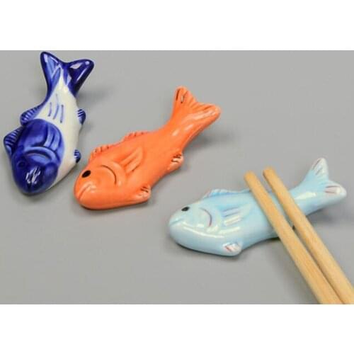 3pcs/set Ceramic Crafts Health Chopstick Fork Rest Holder Japanese Style Fish Chopstick Shelf Rack Household Kitchen Tableware