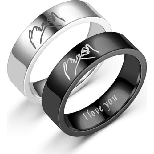 Women Ring Letter Rings Man Love You Fashion Jewellery Wedding Couples Vintage Silver Color Metal Titanium Steel Lovers Anillos