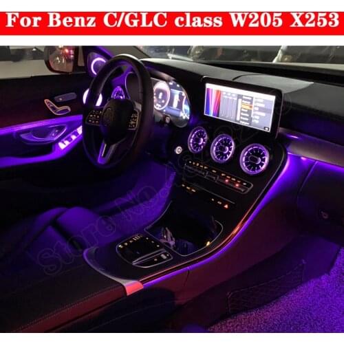 3/12/64 colors Set For Benz C/GLC class W205 X2531 Neon Lamp Decorative Nozzle Ambient Light Atmosphere LED Air Vent Turbine