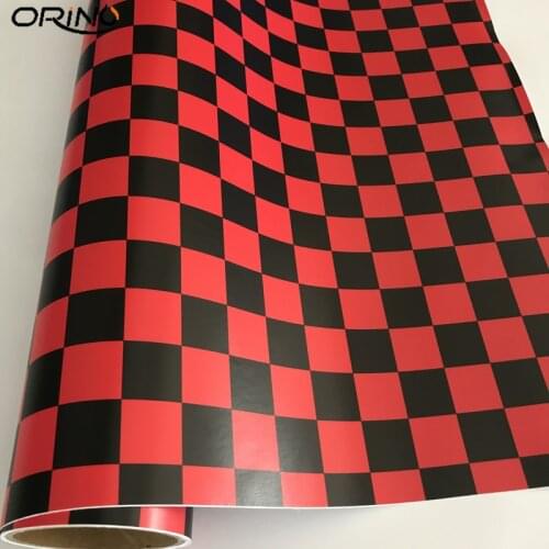 Red Black Checkered Flag Decal Wall Sticker Chequered Flag Camouflage Vinyl Wrap Racing Motorcycle Bike Car Sticker