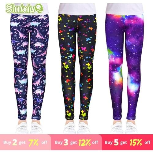 2021NEW Design Girls Leggings Kids Girls Clothes Flower Printing Elastic Trousers Children Leggings for Girl Wear 4-14 Years
