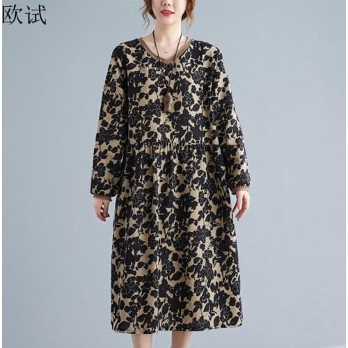 Summer Spring Women Vintage Long Sleeve Floral Dress Woman Loose Casual Korean Style Dresses Ladies New Arrival Femme Dress 2021