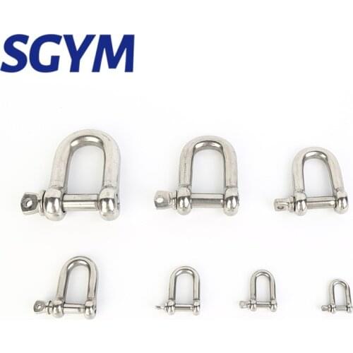 M4 M5 M6 M8 M10 M12 M14 M16 Straight D Shackle Short Stainless Steel Breaking D Rigging Shackle Hooks boat rigging hardware