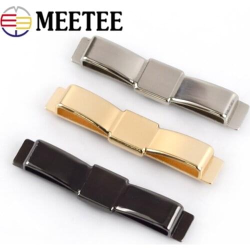Meetee 4/10pcs 47*7mm Metal Bow Hardware Buckles DIY Shoes Flower Bag Decoration Clip Buckle Clothing Sewing Accessories BF800