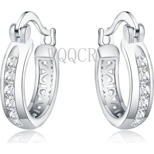 Fashion 925 Sterling Silver CZ Crystal Color Zircon Earrings Large Hollow Round Earrings Carved Flower Pendant Earrings Lady