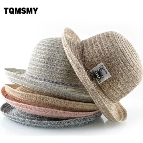 Fashion Sun hats for Women summer Panama cap Ladies lovely Beach Hat girls Straw Hat Chapeu Feminino Solid color Bucket Caps
