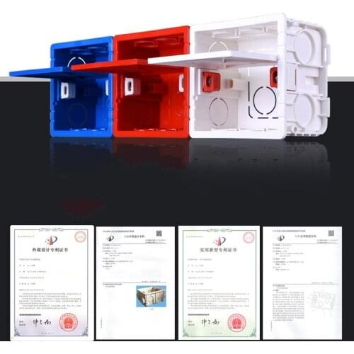 86 Type Switch Mounting Box Wall PVC flame retardant Cassette Socket Junction Box US AU Standard Wiring Back Box White Red Blue
