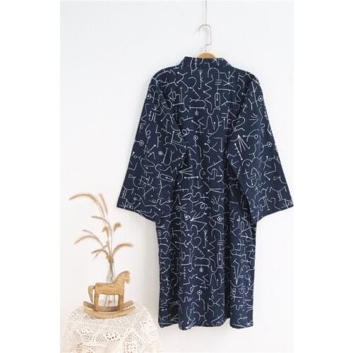 Men Summer 100% Cotton Robe Gauze Leaf Loose Comfortable Leaves Kimono Bath Robes Home Wear Nightly Bathrobes