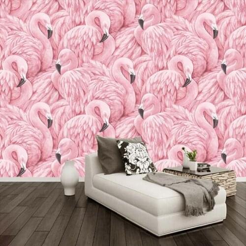 Custom 3D Wallpaper Modern Nordic Pink Flamingo Animal Photo Wall Mural Living Room TV Sofa Bedroom Papel De Parede 3D Wallpaper