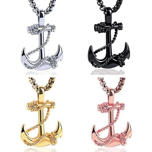2021 New Anchor Pendant Necklace Gold for Men Women Fashion Party Jewelry Luxury Inoxyadabl Solid Metal Grunge Vintage