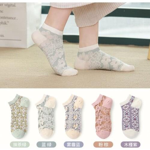 2021 Spring Summer New French Lace Woman Socks Flower Lace Ventilate Designer Socks Thin Section of Pure Cotton Socks