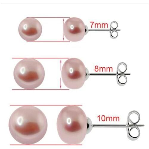 New Arrival Favorite Pearl Earrings 3Pairs Lot 6-10MM Lavender Genuine Freshwater Pearls Silver Stud Earring Fine Pearl Jewelry