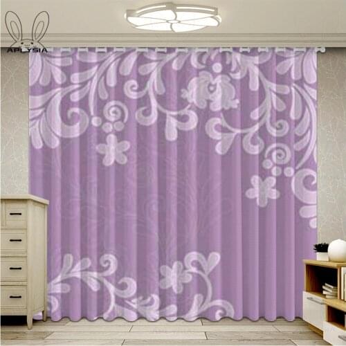 Purple Floral Curtains For Windows Modern Style Living Room Bedroom Drapers Blackout Window Treatments Panels Fabric Cortinas