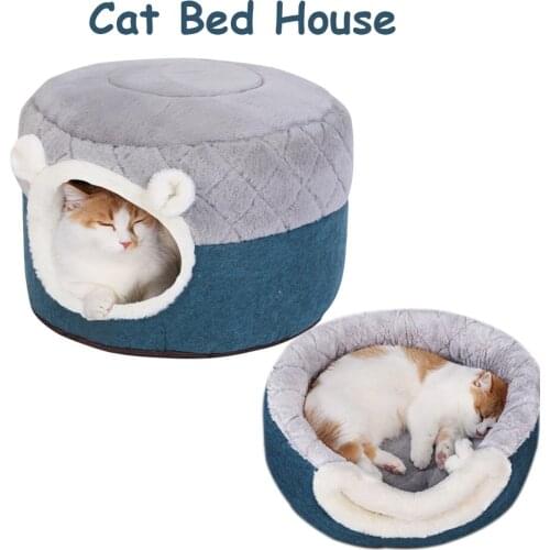 Removable Cat Bed House Soft Plush Kennel Puppy Cushion Small Dogs Cats Nest Winter Warm Sleeping Pet Dog Bed Pet Mat Supplies