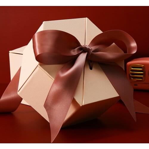 Bowknot Hexagonal Gift Box Wedding Candy Holder Birthday Party Packaging Case