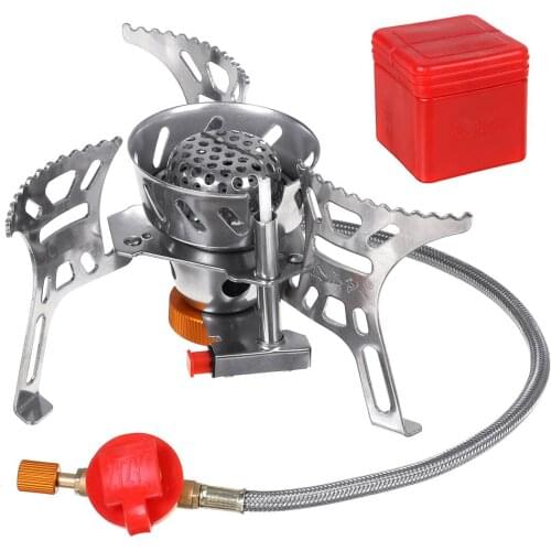 3700W Foldable Camping Gas Stove Outdoor Backpacking Stove Windbreak & Energy Saving Picnic Cooking Burners with Storage Case