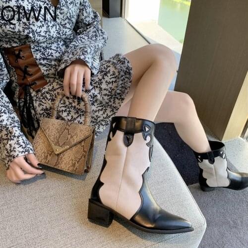 Female Autumn White Cowboy Vintage Western Ankle Short Cowgirl Boots Retro High top Shoes With Heel for Women Girl 2021 Cossacks