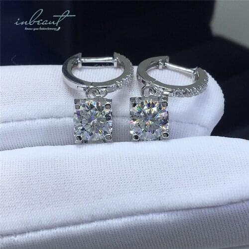 Inbeaut Best Quality 925 Silver Total 2 ct Excellent Cut D Color Pass Diamond Test Moissanite Cow Head Drop Earrings for Women