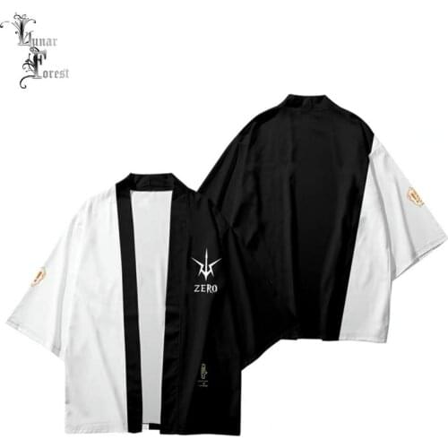 CODE GEASS Lelouch of the Rebellion ZERO Print Japanese Kimono Haori Yukata Cosplay Summer Casual Cool Short Sleeve Streetwear