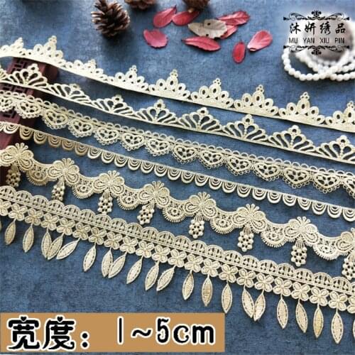1-3Yards Gold Yarn Flower Lace Venice Applique Sewing Trims for Garment Bags Sofa Pillow Accessories Decoration LJ0061