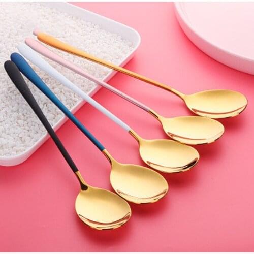 1PCS Tea Spoon 18/8 stainless Steel Cake Fruit Spoons For Dessert Small Coffee Spoon Gold Dessert Tools for Snack Dinnerware