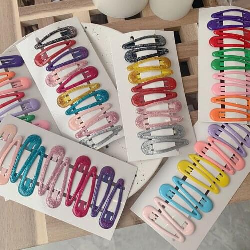 10pcs/set Candy color Hair Clips Barrettes Girls Colorful Glitter BB Hairpin New Hair Accessories Hair Styling Tools