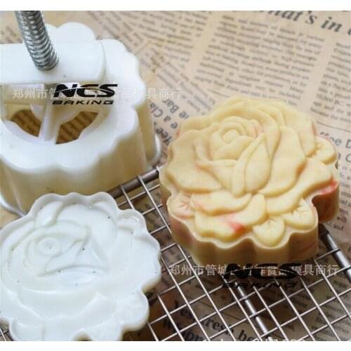 150g 3D rose shape Mooncake mung bean cake Molds mould with 1 Stamps plastic hand pressure , 50sets/lot