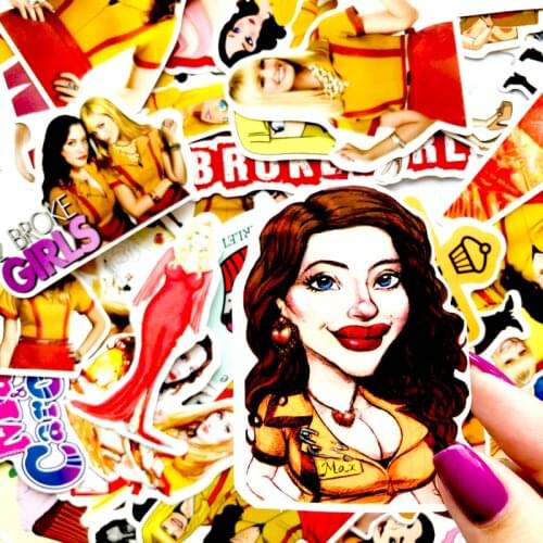 50pcs TV Series 2 Broke Girls Cartoon Stickers For Luggage Car Laptop Notebook Decal Fridge Toy Skateboard VSCO GIRL Sticker