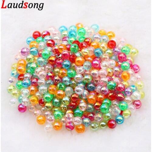 6/8/10mm Colorful Transparent Acrylic Beads Round Loose Beads For Jewelry Making DIY Child Necklace Bracelet Accessories