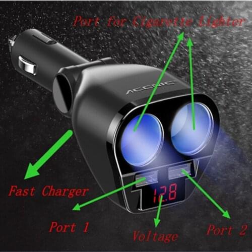 Dual USB 3 in 1 Car Charger DC5V 3.1A USB with Voltage/temperature/Current Meter Tester Adapter Digital Display