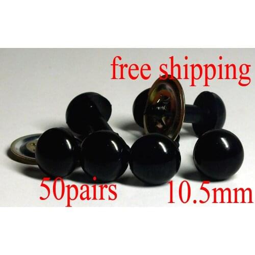 Free shipping!! Bright Black Plastic Safety Eyes/Doll eyes--10.5mm 50pairs/lot