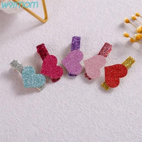 Warmom Korean Cartoon Glossy Heart-shaped Hair Clips Sweet Love Side Clip Ponytail Pair Fashion Children Hairpin Hair Accessorie