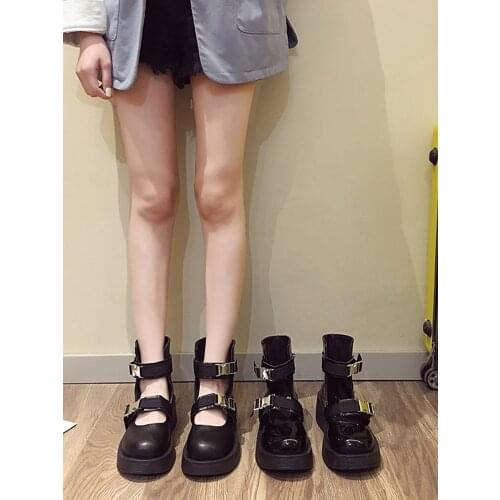 Womens shoes ankle boots 2020 autumn new style buckle thick bottom breathable fashion casual leather shoes