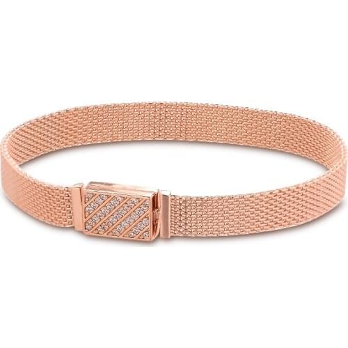 100% 925 Sterling Silver Reflexions Long Clasp Pave Bracelets for Women Fashion DIY Jewelry Making Charm Bracelet Agrent