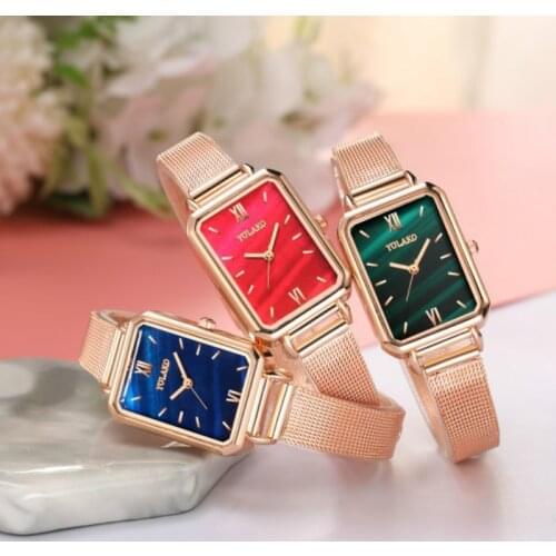 Green watch Women Luxury Steel Band Analog Quartz Watch Retro Small Square Wrist Watch Fashion Watch Creative Watch Reloj Mujer