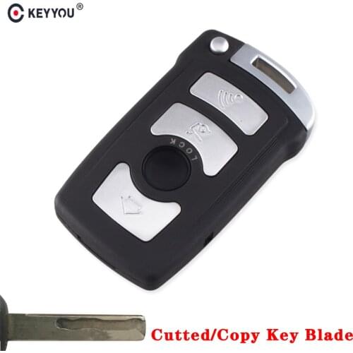 KEYYOU Cut Blade 4 Button Fob Car Key Case For BMW 7 Series E65 E66 E67 E68 745i 745Li 750i 750Li 760i Remote Key With Small Key