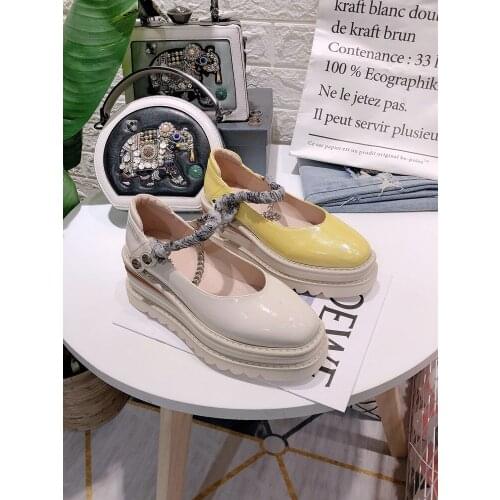 Trifle shoes spring and autumn Korean version of colorful laser thick-soled womens shoes British small leather shoes fashion